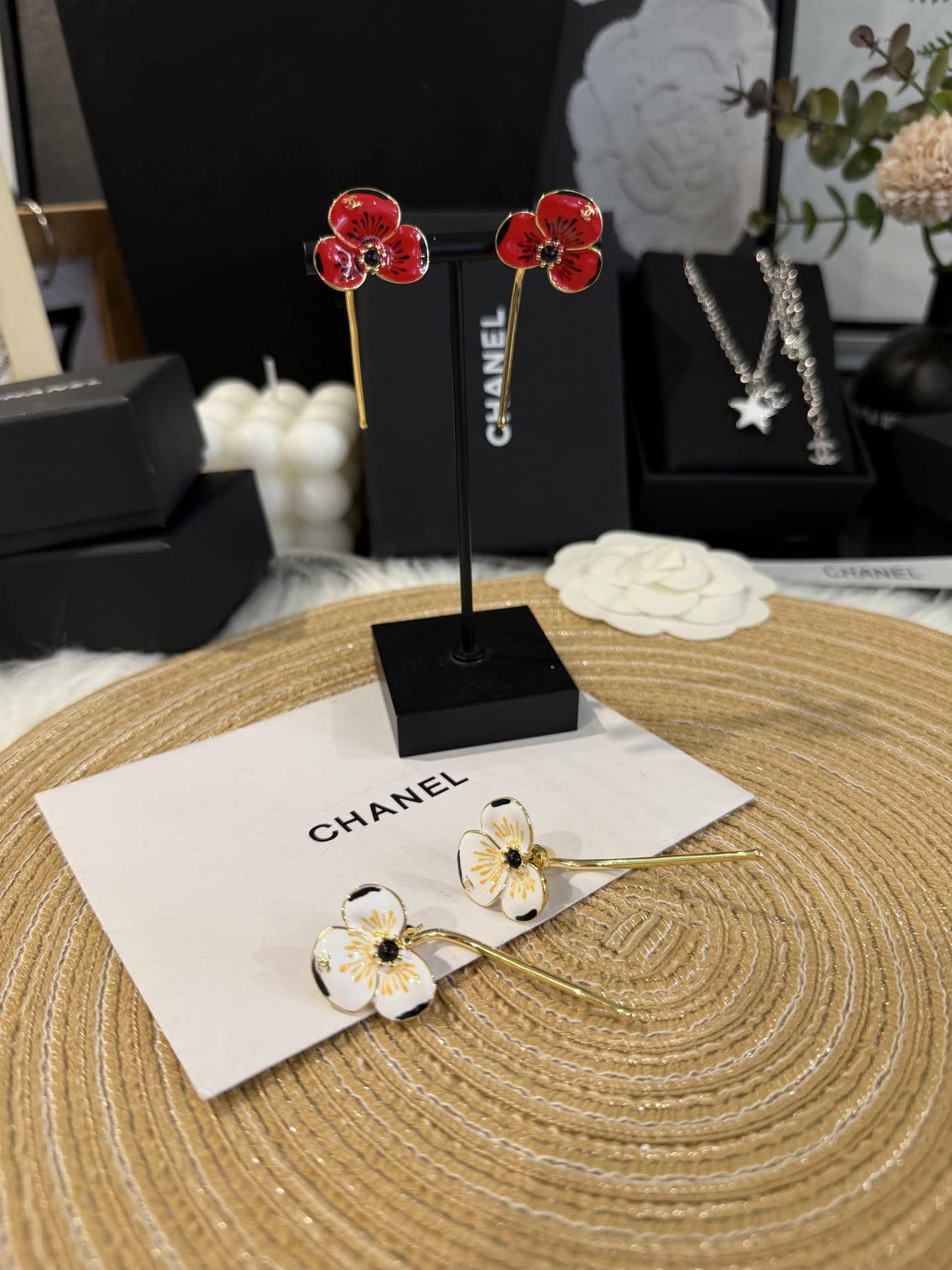 Chanel Enamel Flower Hair Pins